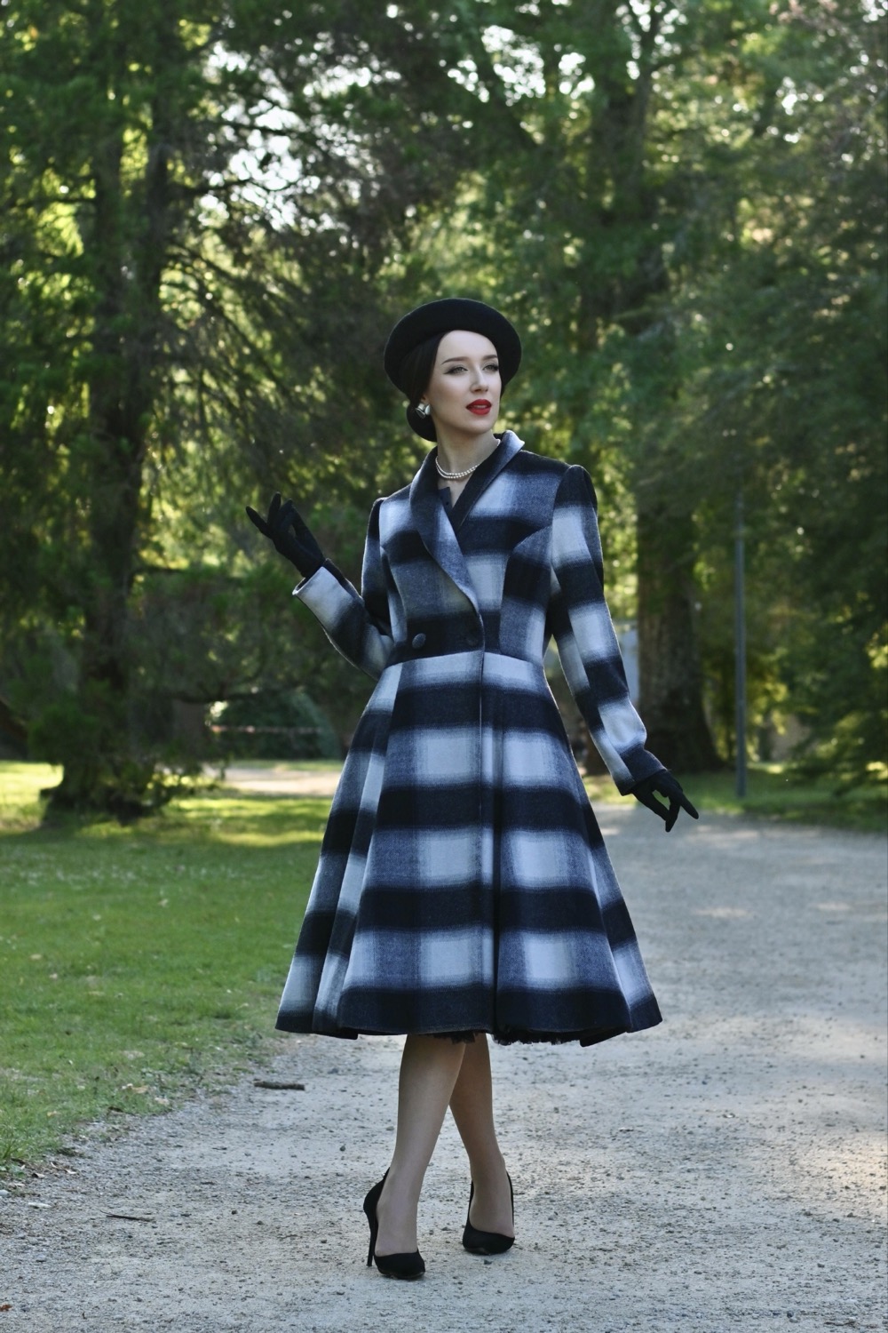 Lenora Check Swing Coat in Extended Sizing